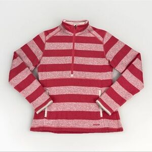 Patagonia Sweater Womens Sz Medium Pink Stripe Marsupial Half Zip Outdoor EUC